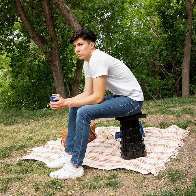Upgraded Collapsible Stool – Easy to Carry retractable Stool - Lightweight telescoping stool for Camping &amp BBQ –Sturdy Portable Stool - Slip Resistant Telescopic Stool with Max Load Capacity 1000l