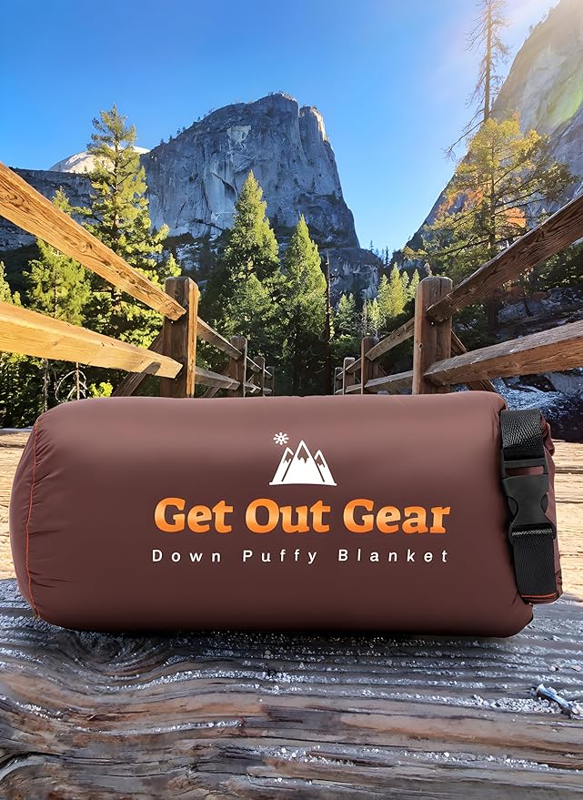 Get Out Gear Down Camping Blanket - Puffy Packable Lightweight and Warm | Ideal for Outdoors Travel Stadium Festivals Beach Hammock | 650 Fill Power Water-Resistant Backpacking Quilt