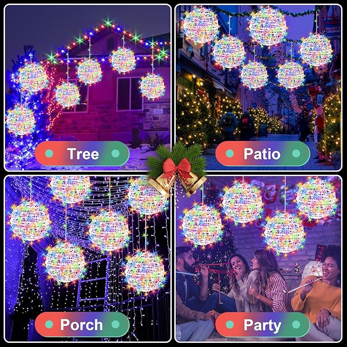 Christmas String Lights Outdoors4 Pack 11.81 Sphere LightsBall Tree Garden Globe Lights for Home Party Christmas Porch PatioWedding GardenTree Decoration with Plug