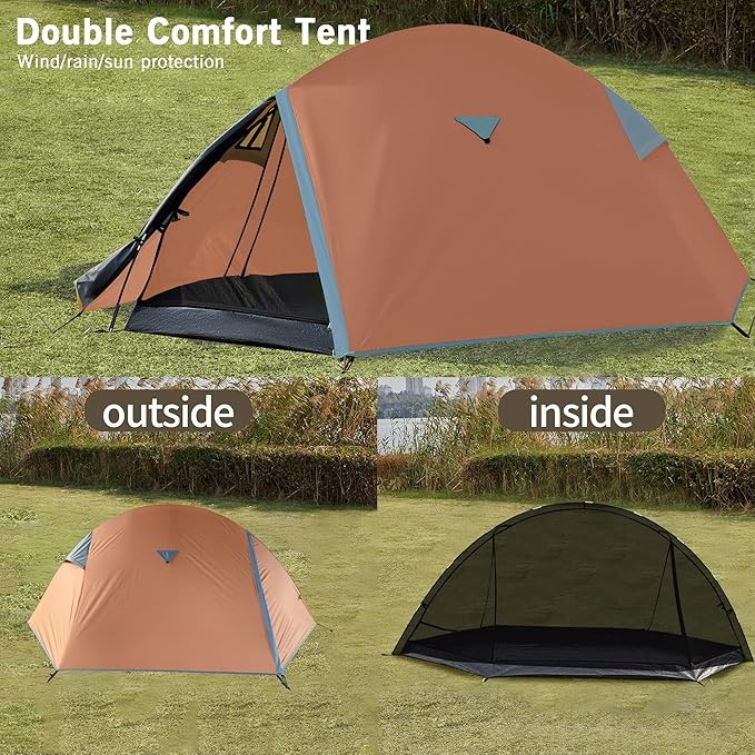 Backpacking Tents for Camping - Easy Set Up Tent Waterproof Light Weight Tent for One or Two Person Hiking Travling