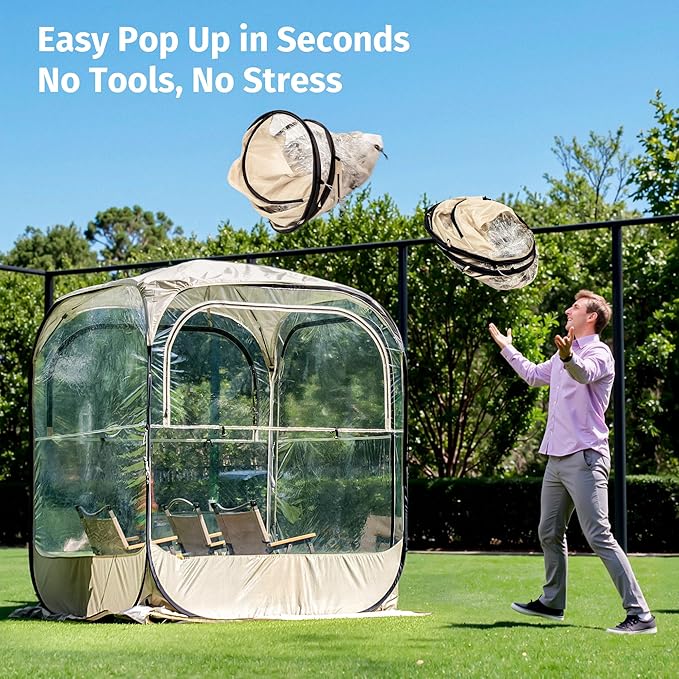 East Oak Weather Sports Tent for Fishing Sports Event | Pop Up Bubble Tent Instant Sun &amp Rain Shelter | No Condensation Spacious Interior Ultra Visibility | All Weather Protection | 6 x 6 FT