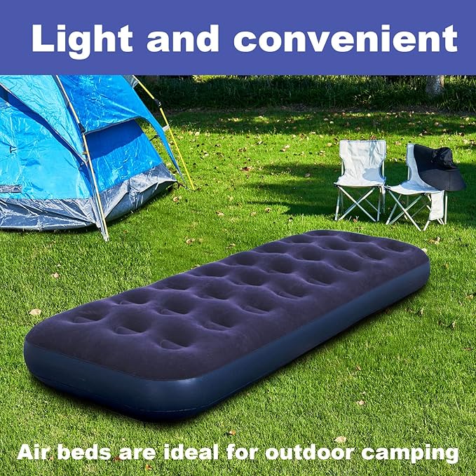 DIMAR GARDEN Single Size Air Mattress Inflatable Camping Bed Sleeping PadInclude Hand Pump