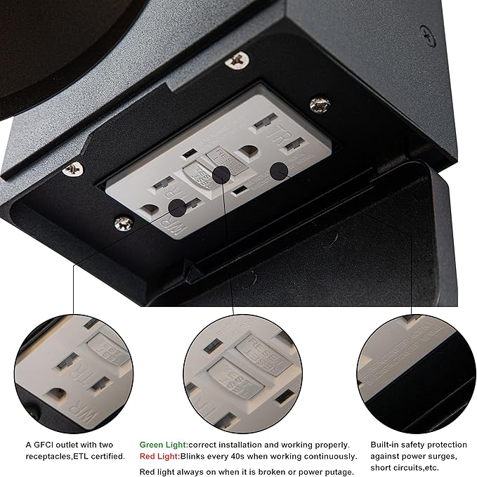 c cattleya Porch Light with Outlet Matte Black Waterproof Anti-Rust Aluminum Outdoor Light with Outlet Exterior Lighting Fixtures for PatioOutside Lights for House Front Door Patio Garage
