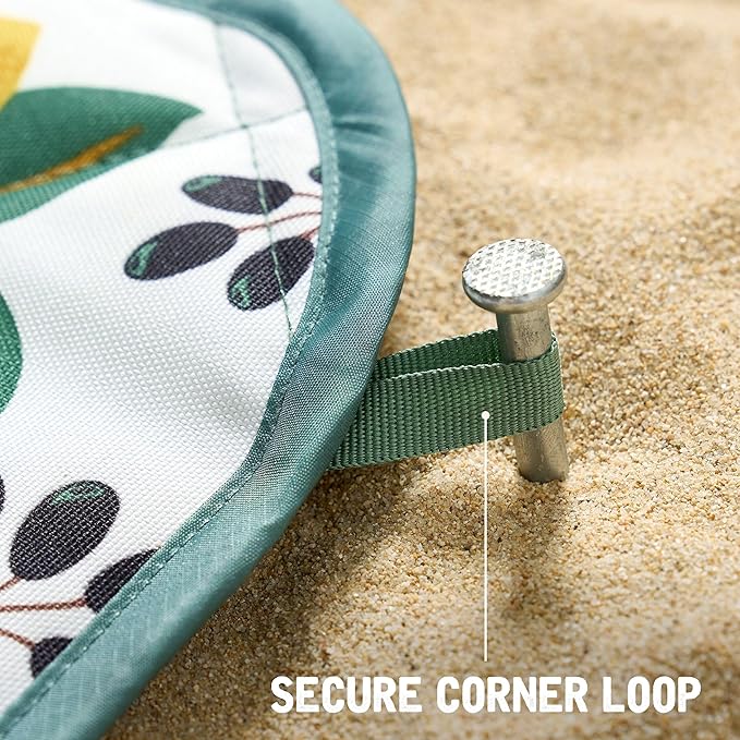 Weatherproof Vintage Waterproof Outdoor Blanket- Green Roll Up Throw Blanket with Handle Velcro Closure - Camping Supplies Travel Blanket for Beach Picnic &amp Events 60x72 (Lemon Grove)
