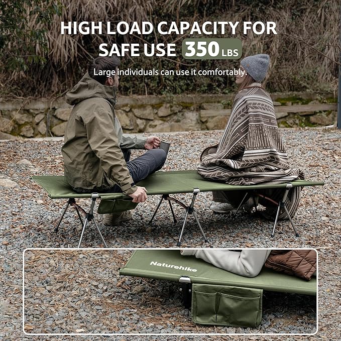 Naturehike ArmyWild Folding Camping Cot Height Adjustable Ultralight Backpacking Cot Portable Camping Bed for Camping Hiking Travel Home