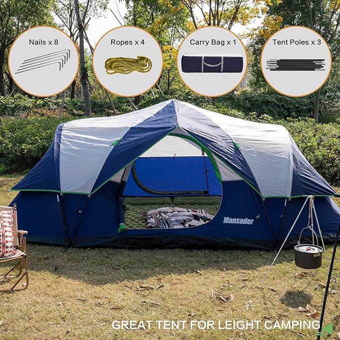 6 Person Family Camping TentWaterproof Windproof with Top RainflyEasy Set UpPop Up Tent for Outdoor Camping Hiking Travel