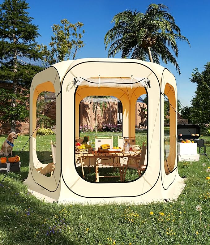 Instant Outdoor Clear Bubble Tent 3-4 Person Portable Screen House Room Pop Up Bubble Tent All Weather Sport Tents Instant Rainproof Camping Sun Shelter Coldproof for Sports Events Patio Fishing