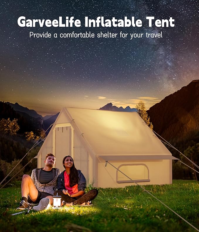 Garveelife 6-8 Person Inflatable Camping Tent Large Inflatable Tent House with Air Pump Quick Assembly Luxury Camping Tent Waterproof Oxford Fabric Suitable for All Seasons.