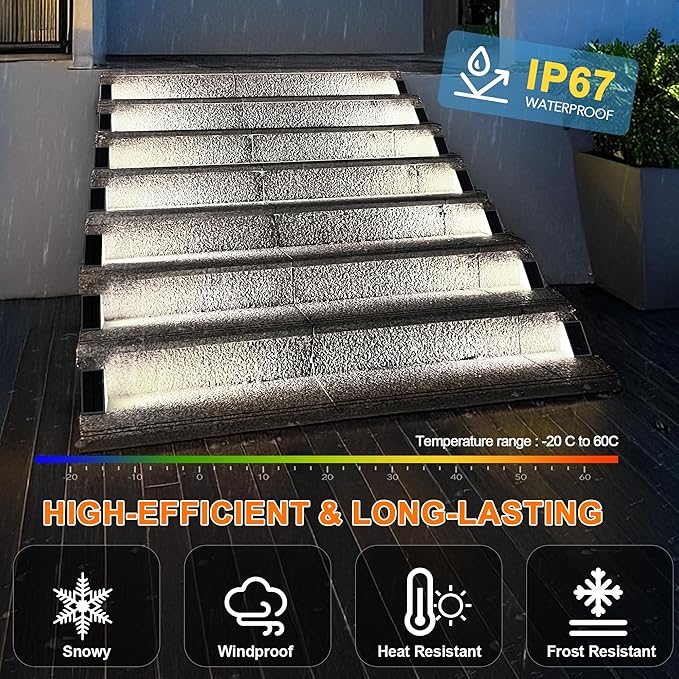 LED Solar Step Lights Waterproof Outdoor Stair Lights Solar Deck Light Outdoor Decor IP67 Solar Lights for Yard Patio Garden Walkways Front Door Pathway Driveway (12)