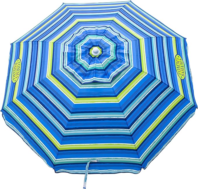 Tommy Bahama 6' UPF 50+ Tilt Beach Umbrella with Integrated Sand Anchor Wind Vent and Carry Bag