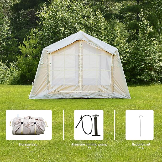Inflatable Camping Tents with Hand Pump Air Glamping Tents8 m ² Inflatable Tents for Camping with Canopy Truck and Universal CarsEasy Setup