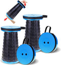 PowerTRC 2 Pack Portable Folding Stool for Camping and Outdoor Use Collapsible with Load Capacity of 400 lbs Adjustable Height from 2.5 in to 18 in