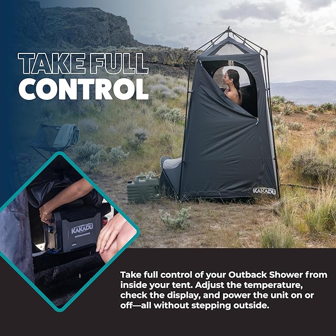 Kakadu Outback Shower Tent Portable Privacy Shelter Outdoor Camping Toilet Tent Changing Room Sturdy Easy Setup - with LED Light Carry Bag Towel Rod