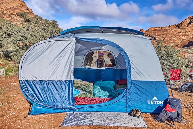 TETON Sports Hacienda 8 Person Family Camping Tent Large Gear Loft and 4 Storage Pockets Swinging Door Makes it Easy to Access Full Mesh Roof Waterproof Rainfly