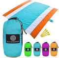 ECCOSOPHY Sandproof Beach Blanket - Oversized Sand Free Beach Mat 9'x10' - Lightweight Outdoor Picnic Blanket Anchored with 4 Corner Sand Pockets &amp Plastic Stakes - Heat Proof Quick Drying &amp