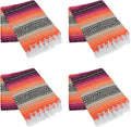 La Montana Mexican Blankets and Throws 4 Pack 74x50 - Made in Mexico Lightweight Yoga Blanket for Schools Studios Outdoors Camping Picnic Decor - Machine Washable Hot Pink/Orange/Tan