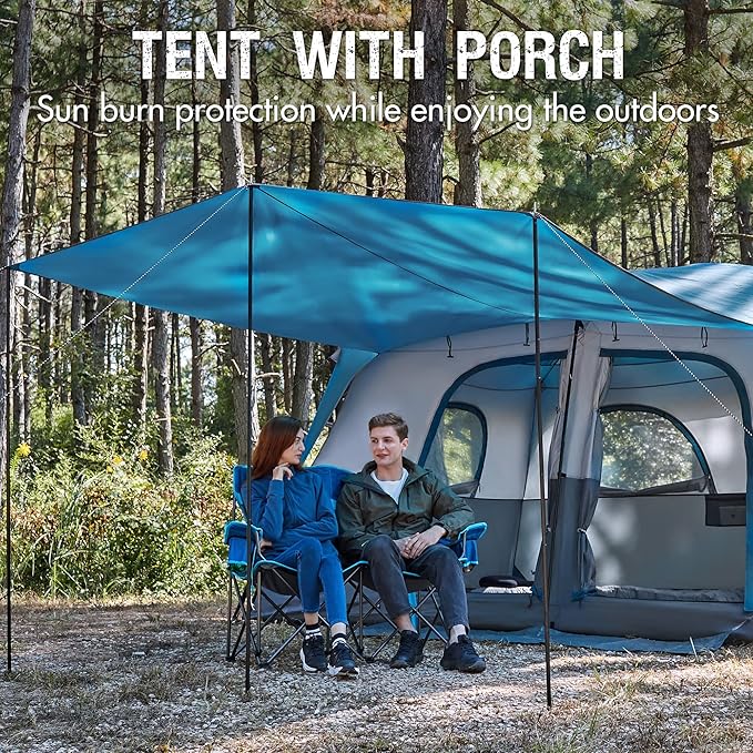 PORTAL 6 | 8 | 10 Person Family Camping Tent with Porch Big Family Camping Tent with Tall Height Good Ventilation Water Resitant Large Tent for Outdoor Camping Backyard