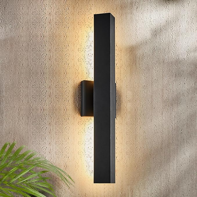 Modern Minimalist Outdoor Waterproof LED Wall Sconce with Built-in 20W LED Warm White Light Source Fully Sealed V-Shaped Aluminum Cover Can Be Mounted Outdoors or Indoors at Any Angle.