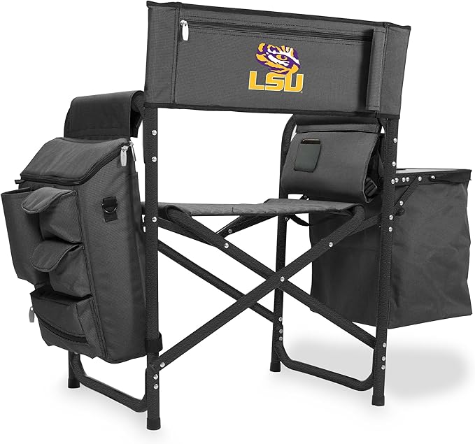 NCAA LSU Tigers Fusion Camping Chair with Side Table and Soft Cooler - Beach Chair for Adults - Lawn Chair