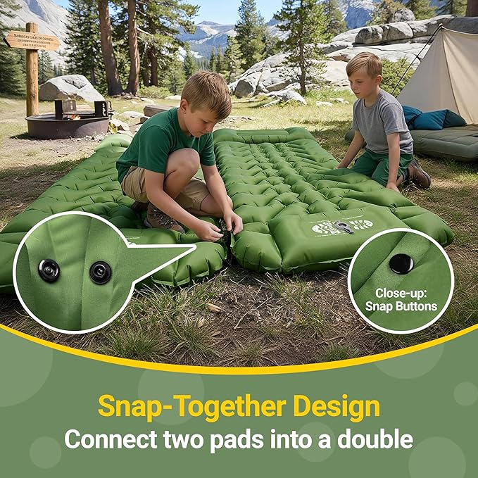 Camping Sleeping Pad Backpacking Sleeping Pad with Built-in Pillow and Foot Pump 4in Thick Compact Inflatable Camping Air Mattress for Hiking Tent Road Trip Car Camp Travel Gear