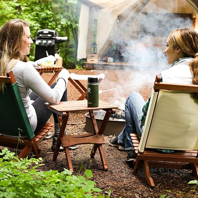 BYER OF MAINE - Pangean Folding Wooden Table Hardwood Portable Table for Deck or Camping Use Indoors or Outdoors - 18 H x 16 W x 16 D
