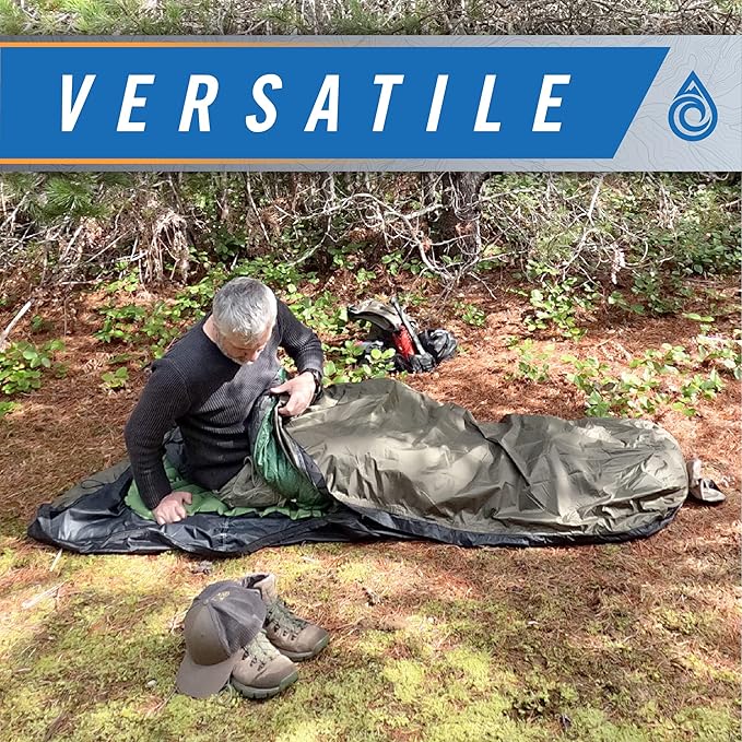 AquaQuest Pharaoh Bivy Sack Waterproof Outer Shell for Sleeping Bag Minimalist Stealth Shelter Olive Drab