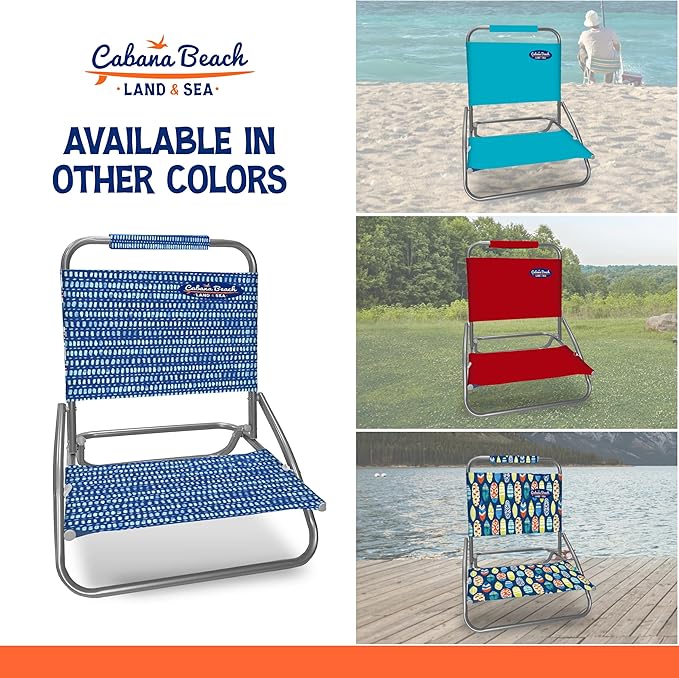 Cabana Beach Folding Beach Chair 1 Position Lightweight and Portable Foldable Outdoor Camping Chair