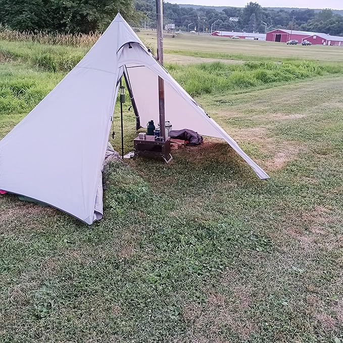 DANCHEL OUTDOOR Backpacking Hot Tent with Stove Jack 4 Season Lightweight Tipi Tent for 2/4/6 Person Winter Camping Hunting 10.5FT-16.4FT
