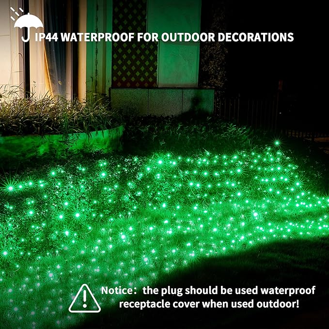 Led Christmas Net Lights Green Outdoor Christmas Lights 160LED 5ftx7ft Waterproof Outdoor Indoor Fairy Mesh Net Light for Xmas Party Yard Patio Trees Shrubs Bushes Decorations