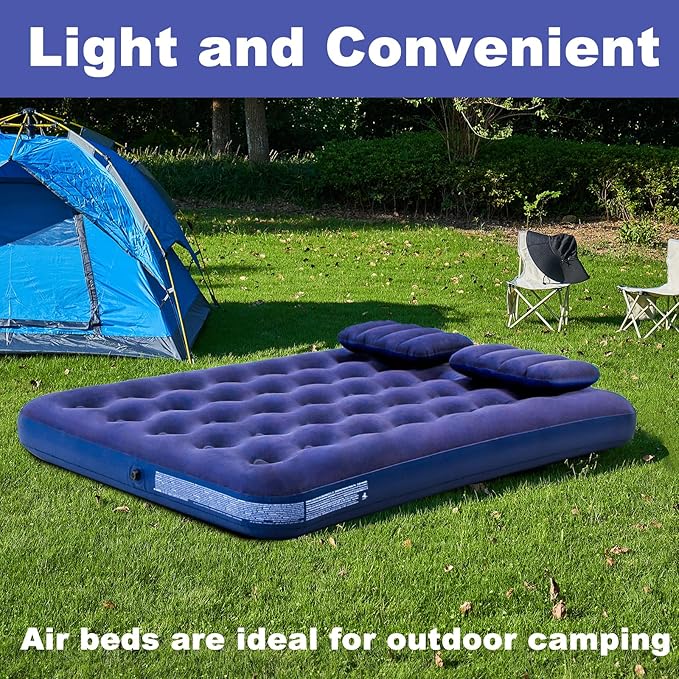 DIMAR GARDEN Full Size Camping Air Mattress Inflatable Bed with PillowInclude Hand Pump