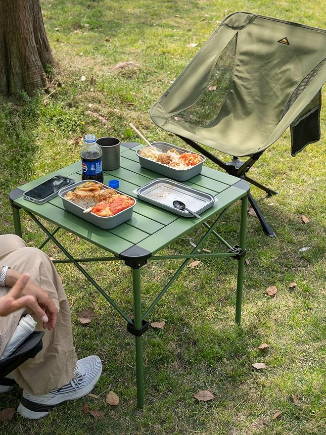 iClimb 1 Stable Square Table and 1 Super Easy Assemble Cot Ultralight Compact for Adults Outdoor Camping Backpacking Hiking