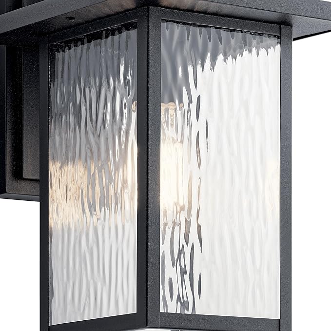 Kichler Capanna 13.25 Outdoor Wall Light in Black 1-Light Exterior Wall Sconce Porch Light with Clear Water Glass (13.25 H x 8.5 W) 49925BKT