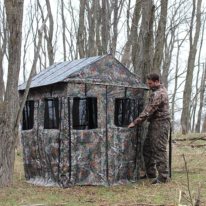 Hunting Blind for Deer Hunting – Heavy-Duty Steel Frame 8 Shoot-Through Windows Durable 300D Oxford Fabric Full Visibility Ground Blind for Bow and Gun Hunters