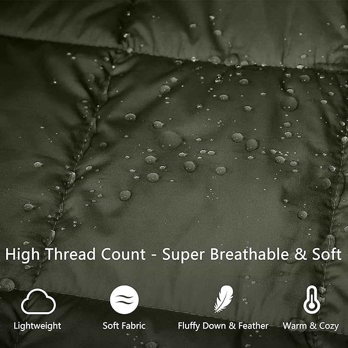 Mini Camping BlanketLightweight Puffy Blanket Packable Down Alternative Throw Blanket Waterproof Windproof for Outdoors Travel Beach Airplane Hiking
