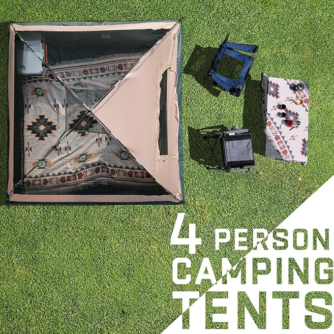 Happy Travel Camping Tent 4/6 Person Dome Tents for Camping with Rainfly Waterproof Clip Easy Setup Portable Family Tent with Mesh Windows 20% More Headroom Backpacking Tents for Camping &amp Hiki