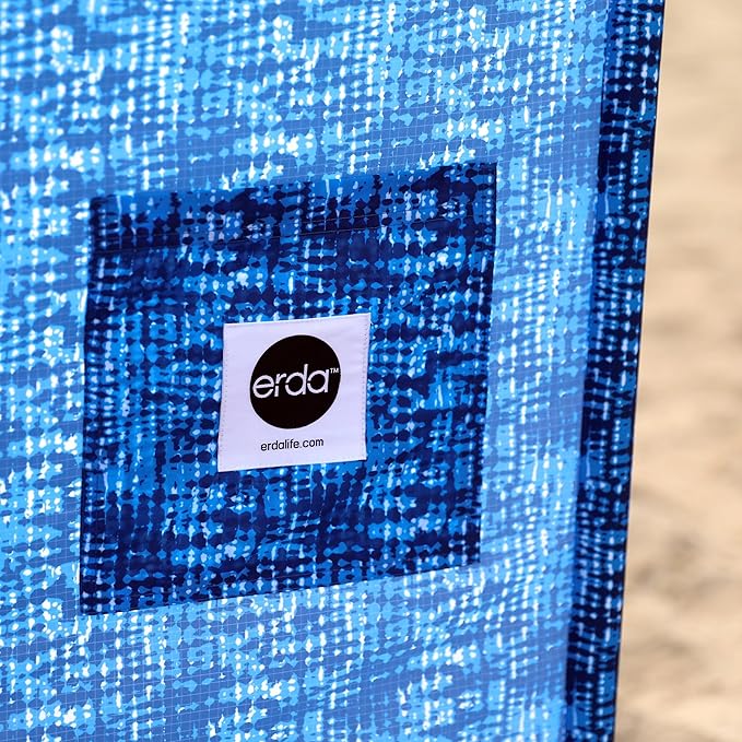 erda Tide Dye Pro Beach Recycled Polyester Rip-Stop 20 ft Lightweight Windscreen Privacy Screen Wind Blocker Free Matching Shoulder Bag (New Mahogany Wood Poles)
