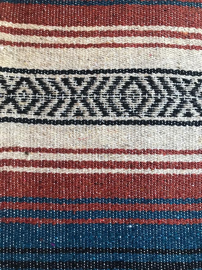 Baja Authentic Mexican Falsa Blanket Perfect for YogaBeach CampingPicnic Car seat Cover Home Throw Decor(Rustic Red)