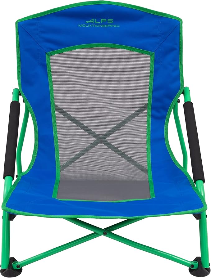 ALPS Mountaineering Rendezvous Low Camping Chairs for Adults with Arms Cool Mesh Center Powder Coated Steel Frame Compact Folding Design and Carry Bag