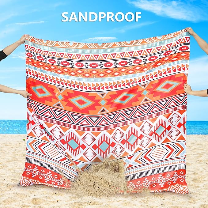 Beach Blanket Waterproof Sandproof Extra Large Beach Mat 79 X 83/120x108for 1-8 Adults Quick Drying Durable Outdoor Picnic Mat for Beach Travel Camping Hiking