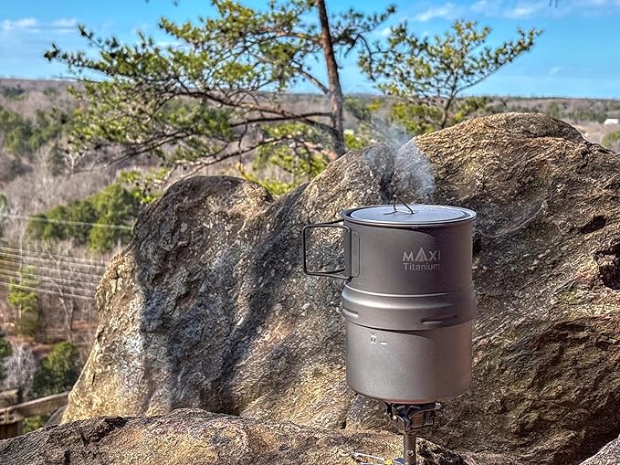 Maxi 14oz Titanium Moka Pot – Stovetop Espresso-Style Coffee Maker for Camping &amp Backpacking