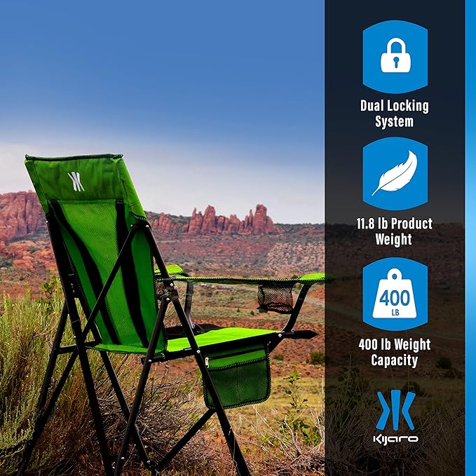 Kijaro XXL Dual Lock Portable Camping Chair - Supports Up to 400lbs - Enjoy The Outdoors in a Versatile Folding Sports &amp Outdoor Chair