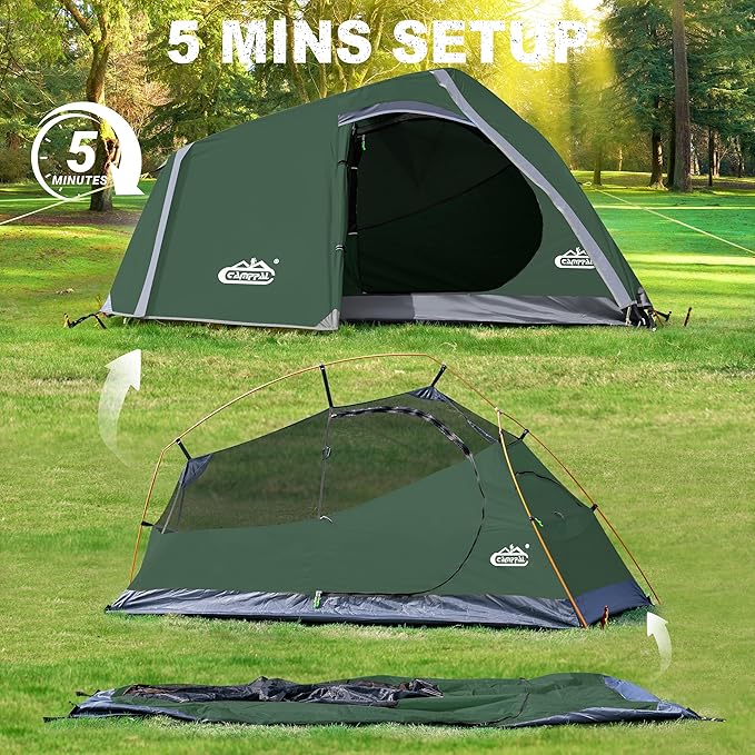 1 Person Backpacking Tent Waterproof Windproof Single Person Tent Lighweight Compact One Person Tent for Camping Hiking