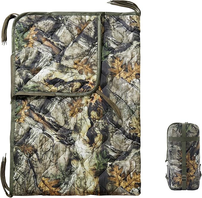 Camo Poncho Liner Army Blanket Military Sleeping Bag with A Compression Carrying Bag for Traveling Hiking Camping Outdoor Survival Car Blanket