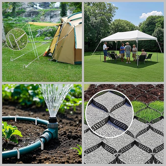 VVOKGO Rebar-Stakes-12-Inch J Hook Galvanized Tent Stakes Heavy Duty 20-Pack Ground Chain Link Fence Anchors with Chisel Point End for Bounce House Camping Tents Outdoor Inflatables Decorations