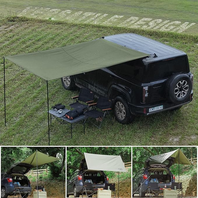 10 x 6.6ft Car Awning for SUV Van Needn't Roof Rack Hardwares Car Awning Waterproof UV50+