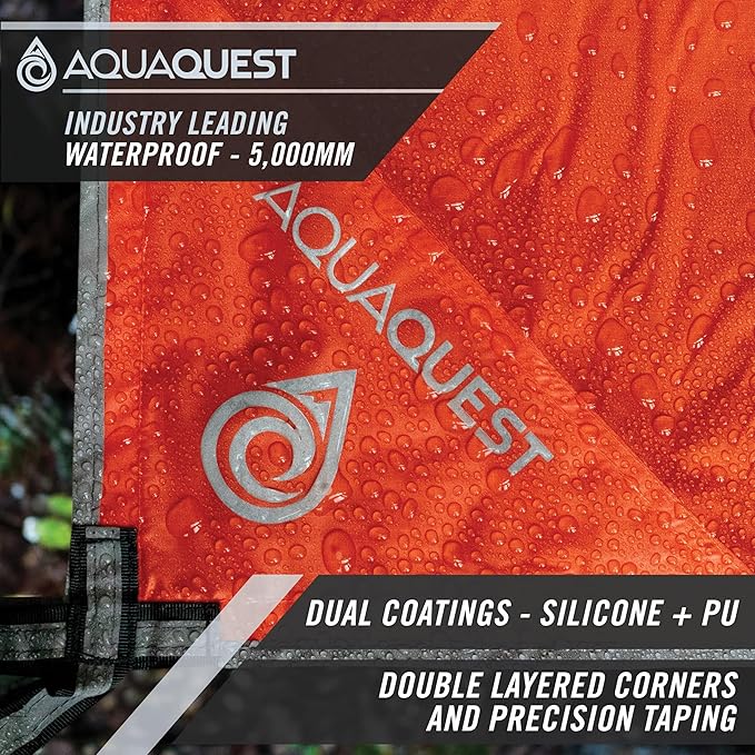 AquaQuest Survivor High Visibility Tarp - Portable Safety Shelter or Emergency Rain Fly - Disaster Preparedness Must Haves for Hiking Backpacking &amp Expedition 15 x 15 ft