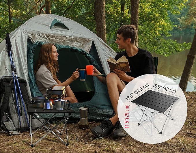 TREKOLOGY Small Camping Table - Beach Table That Fold Up - Lightweight Foldable Potable Folding Small Outdoor Table - for Camp Hiking Campers &amp Summer Outing Trip