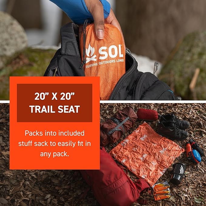 Sol Escape Insulated Trail Seat - Portable Cushion - Insulated Chair Pad - Comfortable Camping Seat Cushion - Lightweight &amp Foldable - Outdoor Gear - Camping &amp Hiking Essentials