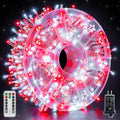 Christmas Lights 600 LED 98FT Waterproof Outdoor String Lights with Remote and Timer 8 Modes Dimmable Fairy Lights for Indoor Outdoor Wedding Party Holiday Decorations (Red and White)