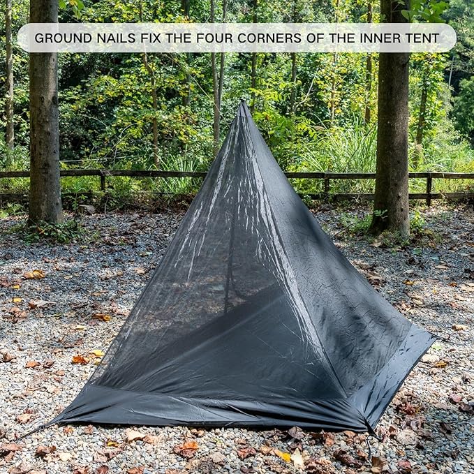 Half Inner Mesh Tent for Tipi Hot Tent with Waterproof Floor 1 Person General Size